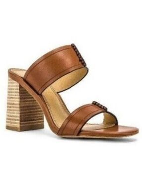 Splendid Tacy leather block heel sandal open toe cognac